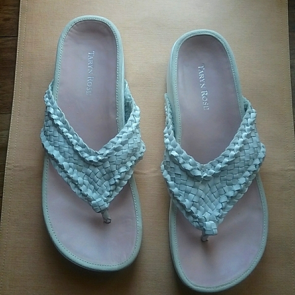 Taryn Rose Tarzanian White Braided Leather Sandals Size 9.5 M - Picture 1 of 6